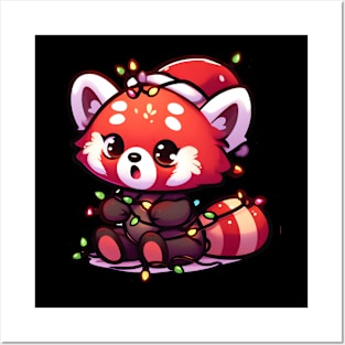 Cute Christmas Red Panda Posters and Art